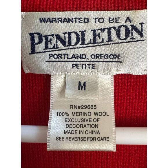 Pendleton women’s size M petite 100% wool red/ black sweater cardigan *see notes - Picture 4 of 9